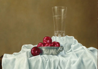 Red Plums in a Silver Bowl